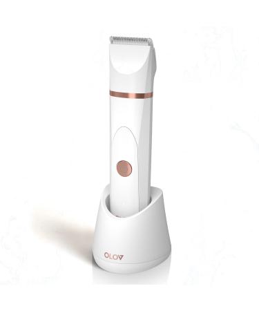 OLOV Bikini Trimmer Women Cordless Wet and Dry Electric Lady Shaver Replaceable Ceramic Blade Heads USB Recharge Dock & Nose Trimmer Womens Razor for Underarm Nose Legs Pubic Hair