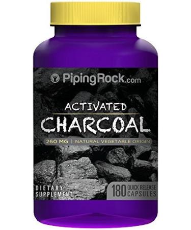 Charcoal Pills 780mg | 180 Capsules | Activated Charcoal from Coconut Shells | Non-GMO, Gluten Free Supplement | By Piping Rock - Buy Online on GoSupps.com
