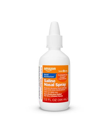 Amazon Basic Care Premium Saline Nasal Moisturizing Spray, 1.5 Fluid Ounces,Clear 1.5 Fl Oz (Pack of 1)