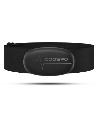 Coospo H6M heart rate meter pulse belt Breast belt Bluetooth Ant+ connectivity heart rate sensor EKG measurement IP67 waterproof compatible with Wahoo Elite HRV Rouvy Adidas Run Kinomap Pulsoid H6-CS-ES
