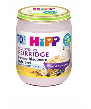 Hipp organic breakfast porridge banana blueberry oat porridge without added sugar 6 x 160g H 5403 Ban.-blue.
