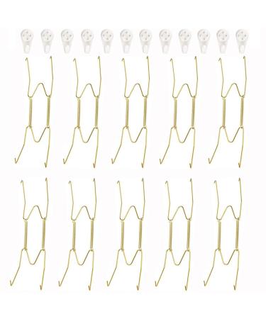 Fasunry 10 Pack Plate Hangers, 8 Inch Wall Plate Hangers and 12 Pack Wall Hooks, Compatible 7.5 to 8.5 Inch Decorative Plates, Antique China, Antique Plates and Arts