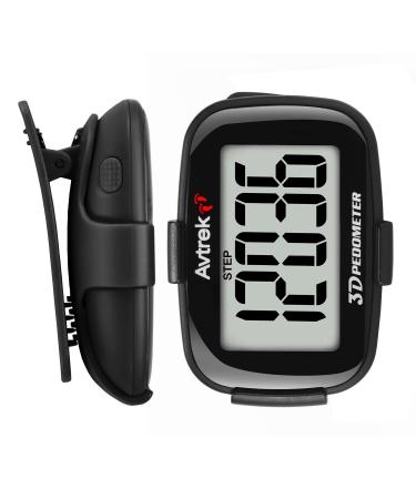 AVTREK Precise 3D Pedometer Mini Pedometer for Walking or Running Outdoor Hiking Activities Black