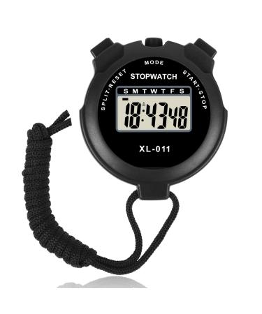 Vicloon Digital Sport Stopwatch Timer digital stopwatch with a large display sports stopwatches with alarm clock calendar week for coaches referees basketball running swimming black