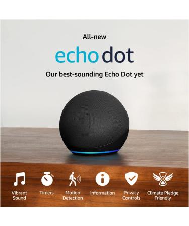 All-New Echo Dot (5th Gen, 2022 release) | Smart speaker with Alexa | Charcoal Charcoal Device only - Buy Online on GoSupps.com
