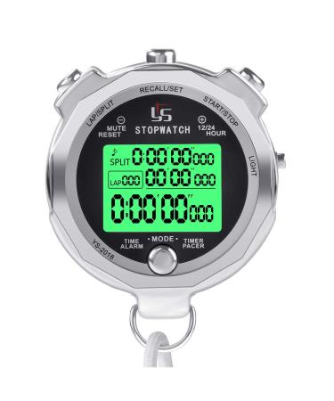 Laopao stopwatch 1/1000 seconds Precision 100 pieces of memory data LCD electronic digital chronograph timer with luminaire function & silence function for football sports referee trainer ys2018-100