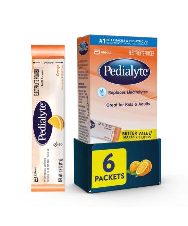 Pedialyte Large PowdPacks Orange .6 oz 6 Count by Pedialyte