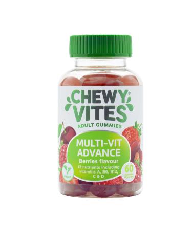 Chewy Vites Adults Multivitamin Advance | 60 Gummy Vitamins | 12 Essential Nutrients | 1-a-Day | 2 Months Supply | Real Fruit Juice | Vegan 60 count (Pack of 1) Adults Multivitamin Advance
