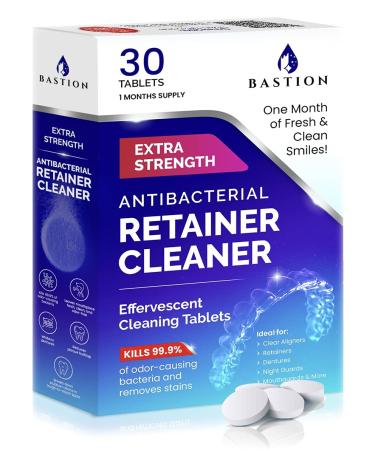 Retainer Cleaner & Denture Cleanser - 30 Effervescent Tablets - 1 Month Supply - Removes Stains, Discoloration, Odors, & Plaque - Clear Aligners, Mouth & Night Guard, All Dental/Oral Appliances - Buy Online on GoSupps.com