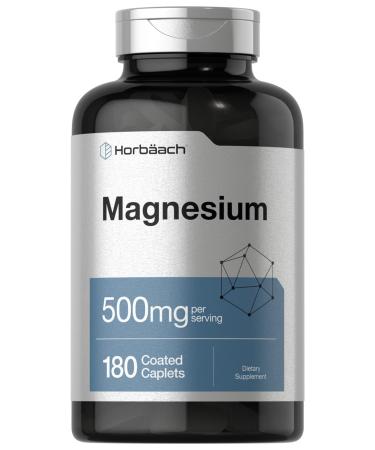 Magnesium 500mg | 180 Caplets | Vegetarian  Non-GMO  and Gluten Free Supplement | by Horbaach - Buy Online on GoSupps.com