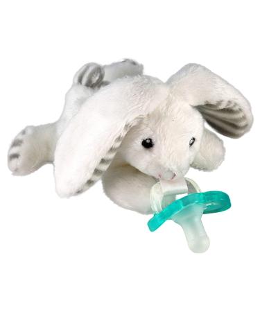 RaZbaby JollyPop Pacifier  Holder w/Detachable Baby Pacifier  Stuffed Animal RaZbuddy  All Ages 0M+  100% Medical Grade USA Made Silicone Pacifier  Machine Washable  Easy to Hold   Bunny