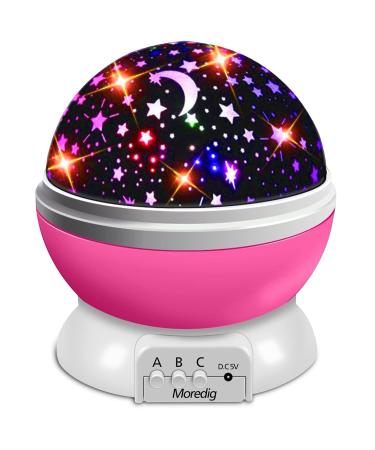 Moredig Star Projector Night Light Baby Night Light Rotation LED Night Light Lamp with 8 Lighting Modes for Baby Nursery Bedroom Decorate Gifts for Baby Gifts for Girls - Pink Circle