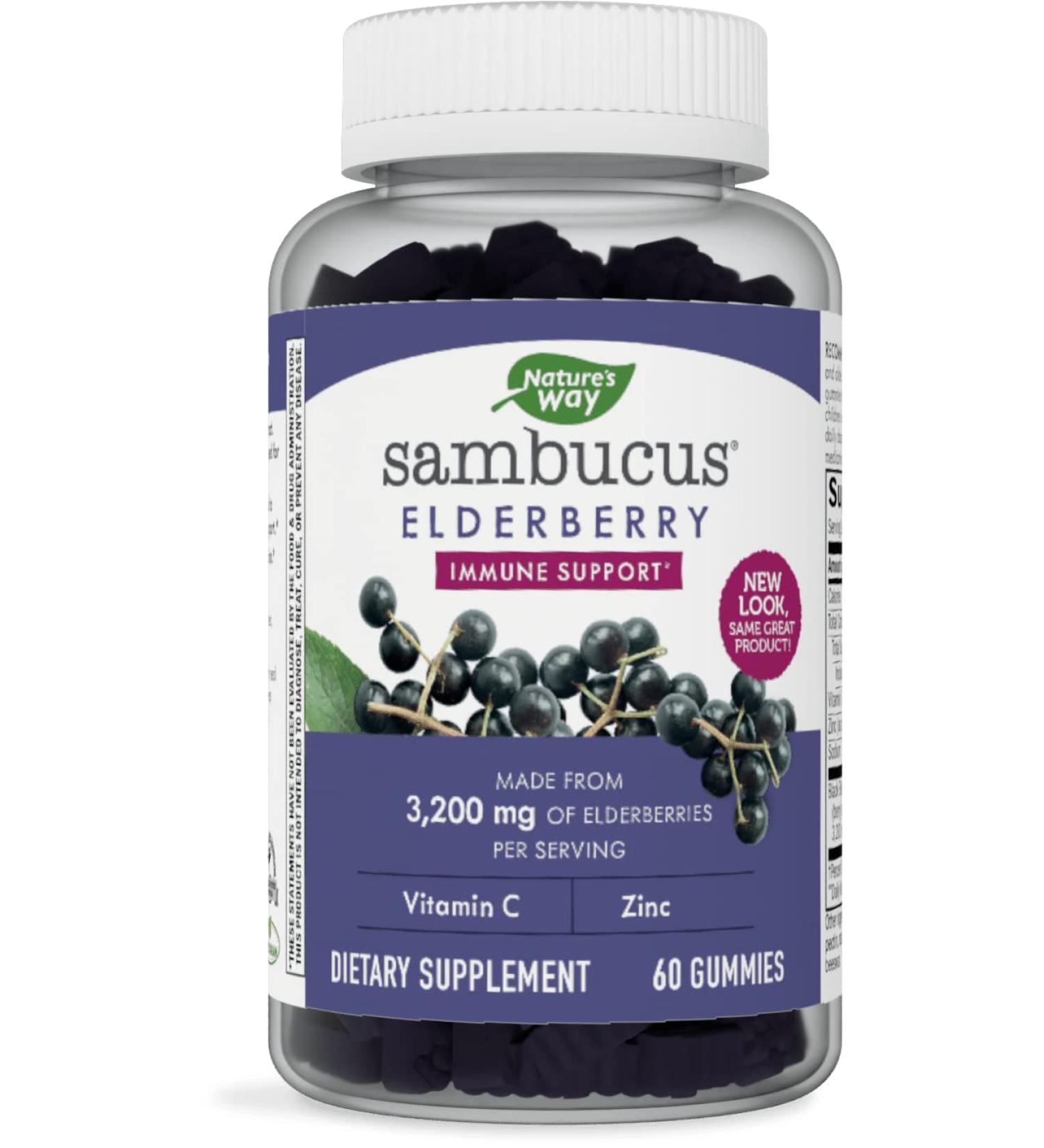 Nature's Way Elderberry Gummies with Vitamin C & Zinc - 60 Count - Buy Online on GoSupps.com