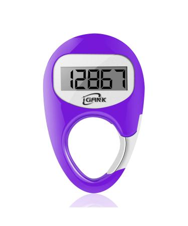 iGANK Simple Walking Pedometer 3D Step Counter for Men Women Kids Purple