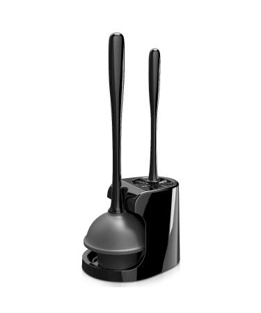 MR.SIGA Toilet Plunger and Bowl Brush Combo for Bathroom Cleaning, Black, 1 Set