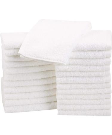 Amazon Basics Fast Drying, Extra Absorbent, Terry Cotton Washcloths - Pack of 24, White, 12 x 12-Inch White 12 x 12 inches Washcloth set