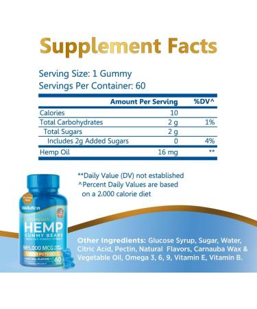 WELLUTION Hemp Gummies 985,000 High Potency - Fruity Gummy Bear with Hemp Oil | Natural Hemp Candy Supplements for Nutritional Value & Great Taste - Buy Online on GoSupps.com