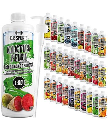 C.P.Sports beverage syrup for mineral drink I syrup sugar-free for vital drink cactus fig with vitamins i beverage concentrate for mixing with water for sports drink I 1 liter + pump dispenser cactus fig (1 Pack)