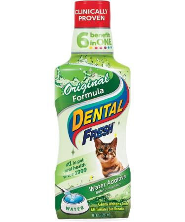 DENTAL FRESH Water Additive for Cats Original Formula 8 oz Bad Breath Treatment for Cats Add to Water Bowl to Whiten Teeth and Eliminate Bad Breath Cat Teeth Cleaning to Improve Oral Health 236.59 ml (Pack of 1) Original