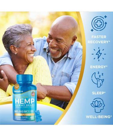 WELLUTION Hemp Gummies 985,000 High Potency - Fruity Gummy Bear with Hemp Oil | Natural Hemp Candy Supplements for Nutritional Value & Great Taste - Buy Online on GoSupps.com
