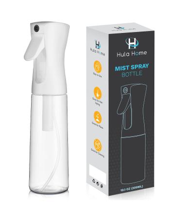 Hula Home Spray Bottle for Hair (10.1oz/300ml) - Powered by Flairosol Spray Technology - Continuous Ultra Fine Mist Sprayer For Hairstyling Cleaning Salons Plants Essential Oil & More - White 10.1 Ounces White