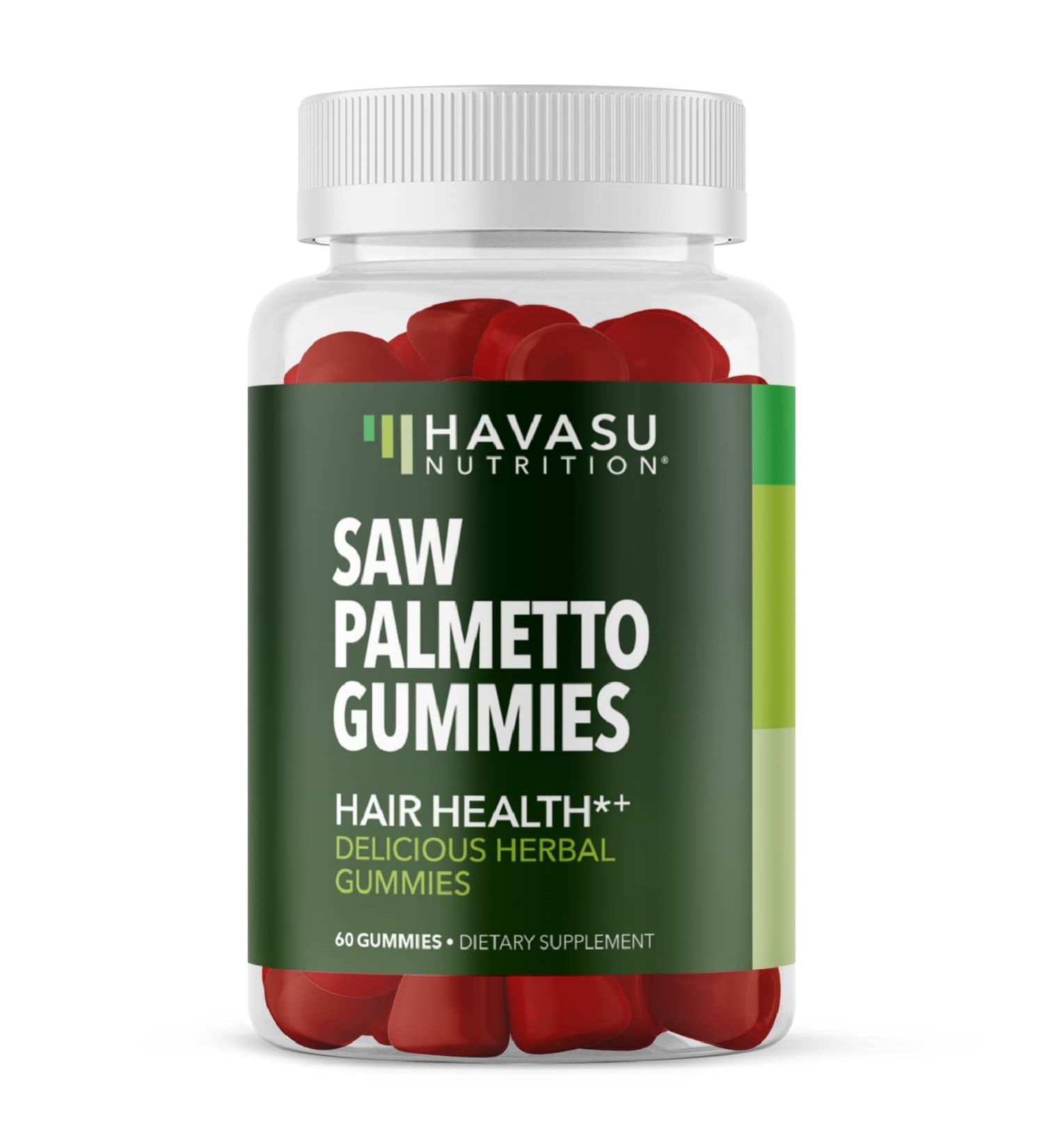 Saw Palmetto Gummies for Hair Growth - Block DHT, Reverse Balding & Thinning - Vegan Supplement for Men and Women - Buy Online on GoSupps.com