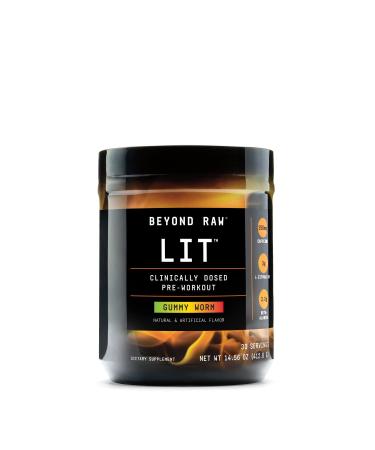 Beyond Raw LIT - Gummy Worm  NET WT 14.56 oz (412.8G) Gummy Worm 30 servings