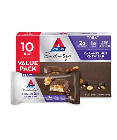 Atkins Endulge Treat Caramel Nut Chew Bar Keto Friendly 10 Count (Value Pack)