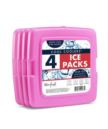 Cool Coolers by Fit + Fresh, Reusable & Long-Lasting Slim Ice Packs, Perfect Addition To Your Lunch Box, Camping Accessories, Insulated Lunch Bag, Beach Cooler Backpack & More, 4PK, Purple Purple Solid