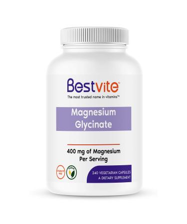 BESTVITE Magnesium Glycinate - 400mg of Magnesium per Serving (240 Vegetarian Capsules) - No Stearates - No Silicon Dioxide - Vegan - Non GMO - Gluten Free - Buy Online on GoSupps.com