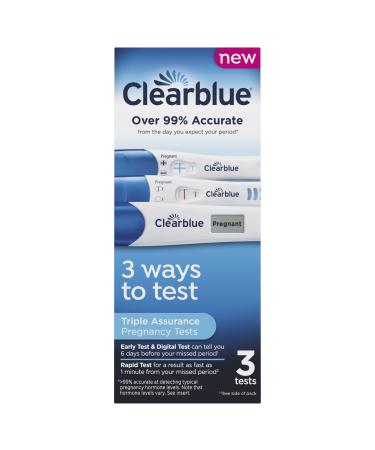 Clearblue Triple Assurance Pregnancy Test Kit  Home Pregnancy Tests  3 Ways to Test  3 Ct - Buy Online on GoSupps.com