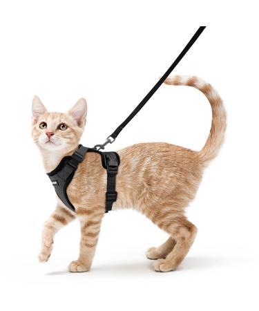 rabbitgoo Escape-Proof Cat Kitten Harness with Leash Set for Walking Kitty Small Dog Harness with Leash Adjustable Reflective Strips Vest Harnesses for Small Medium Cats XS Black XS (Pack of 1) Black