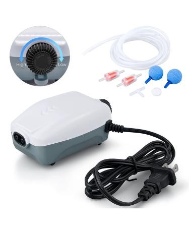 HITOP Dual Outlet Aquarium Air Pump Whisper Adjustable Fish Tank Aerator Quiet Oxygen Pump with Accessories for 20 to 100 Gallon (2 outlets)