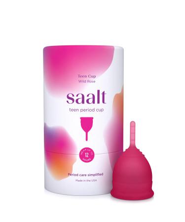 Saalt Teen Menstrual Cup - Best Sensitive Reusable Cup - Wear for 12 Hours - Tampon and Pad Alternative (Wild Rose) - Buy Online on GoSupps.com