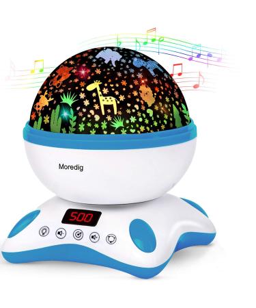 Moredig Baby Projector Night Light Night Light Kids Projector with 12 Music and Timer Remote Kids Night Light for Bedroom with 8 Lighting Modes Gifts for Baby Boy Gifts - Blue Blue White