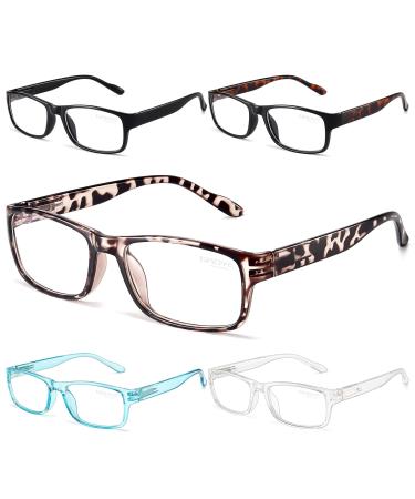 Gaoye 5-Pack Reading Glasses Blue Light Blocking Spring Hinge Readers for Women Men Anti Glare Filter Lightweight Eyeglasses A1-5 Pack Mix Color 2.0 x