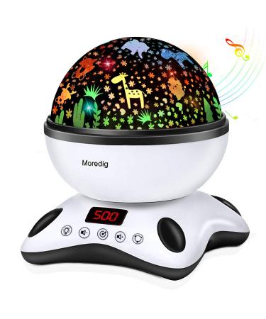 Moredig Baby Projector Night Light Night Light Kids Projector with 12 Music and Timer Remote Kids Night Light for Bedroom with 8 Lighting Modes Christmas Gifts for Baby Boy- Black White