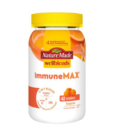 Nature Made Wellblends ImmuneMAX Gummies  Vitamin C 750mg  Zinc  and Vitamin D3 5000 IU  Immune Support Supplement  42 Tangerine Flavor Gummies - Buy Online on GoSupps.com