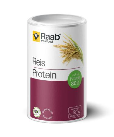Raab Vitalfood Bio rice protein powder with 80 % vegetable protein from organic cultivation vegan for shakes 400 g 400 g (1 Pack)
