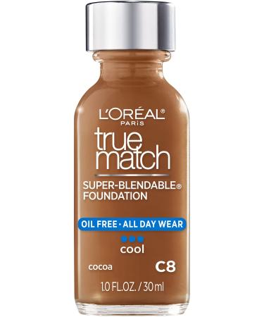 L'Oreal Paris Makeup True Match Super-Blendable Liquid Foundation, Cocoa C8, 1 Fl Oz,1 Count Medium Deep C8 COCOA 1 Fl Oz (Pack of 1)