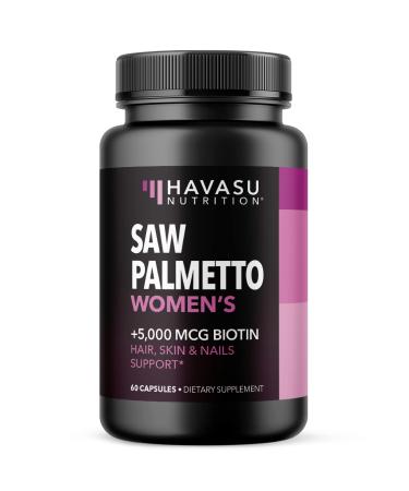 Saw Palmetto for Women DHT Blocker for Hair Growth with Biotin Vitamins for Hair Skin and Nails Support | Vegan Vitamins Saw Palmetto for Women 60 Count (Pack of 1) - Buy Online on GoSupps.com