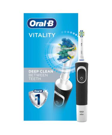 Oral-B Vitality FlossAction Electric Toothbrush with Replacement Brush Head, Black Electric Toothbrush + 1 Replacement Brush Head Black
