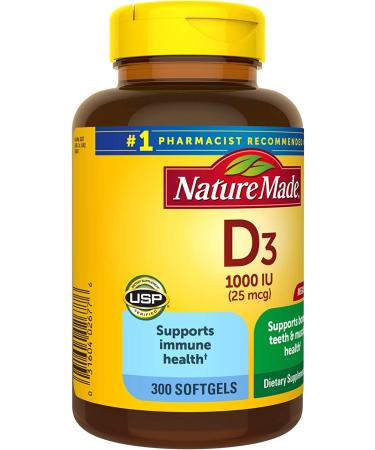 Nature Made Vitamin D3 1000 IU Softgels for Bone, Teeth, Muscle, and Immune Health - 300 Day Supply - Buy Online on GoSupps.com