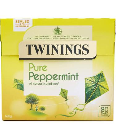 Twinings Pure Peppermint 80 Single Tea Bags 160g Mint 80 Count (Pack of 1)