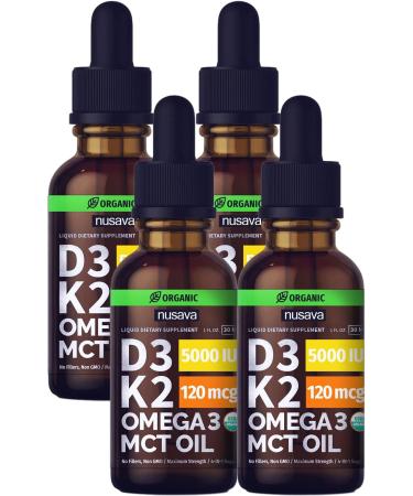 (4 Pack) Organic Vitamin D3 K2 Drops w MCT Oil Omega 3, 5000 IU, Maximum Strength Vitamin D Liquid 5000 IU, No Fillers, Non-GMO Liquid D3 for Faster Absorption & Immune Support, Unflavored, 4 Fl Oz Unflavored 1 Fl Oz (Pack… - Buy Online on GoSupps.com