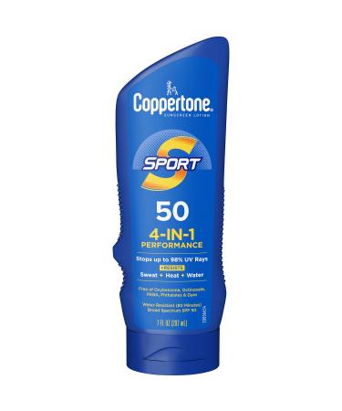 Coppertone SPORT Sunscreen SPF 50 Lotion, Water Resistant Sunscreen, Body Sunscreen Lotion, 7 Fl Oz - Buy Online on GoSupps.com