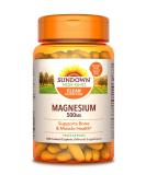 Sundown Magnesium Supplement 500mg Coated Caplets - 180 Count, Non-GMO, Gluten-Free, Dairy-Free, Vegetarian - 6 Month Supply - Buy Online on GoSupps.com