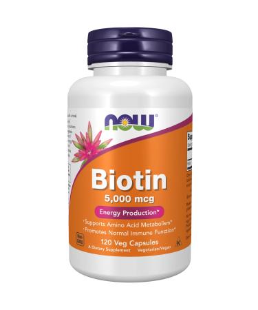 Now Foods Biotin 5000 mcg 120 Veg Capsules
