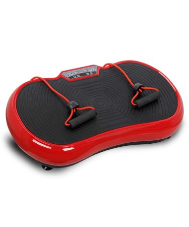 SUPER DEAL Pro Vibration Plate Exercise Machine - Whole Body Workout Vibration Fitness Platform Fit Massage Workout Trainer w/Loop Bands + Bluetooth + Remote, 99 Levels Red