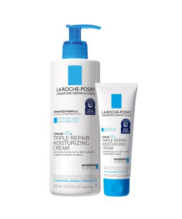 La Roche-Posay Lipikar Triple Repair Moisturizing Cream Full Size 13.52 Fl Oz with 75ml Travel Size